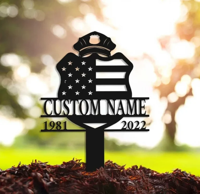 Custom Name Memorial Stake, Police Dad Memorial, Dad Remembrance Gifts, Fathers Day Memorial Gift Sympathy Sign, Dad Memorial Plaque Stake