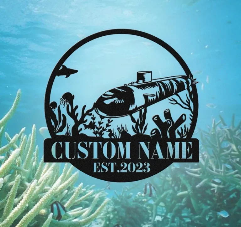 Submarine Metal Sign, Custom Submarine Metal Sign, Submarine Wall Hanging, Navy Submarine Metal Wall Decor, Submarine Monogram, Submarine Gift