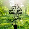 Cross Memorial Metal Stake Custom, Floral Cross Grave Marker, Sympathy Grave Stake, Loss Of Loved Ones Remembrance Bereavement Grave Markers