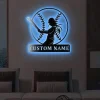 Personalized Softball Swing Metal Wall Art With Led Lights, Custom Softball Name Sign, Softball Lover Sign Decoration For Living Room