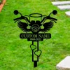 Motorcycle Memorial Plaque Stake, Biker Memorial Cross For Grave, Biker Sympathy Gift, Personalized Memorial Garve Maker, Grave Marker Human