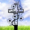 Cross Memorial Metal Stake Custom, Floral Cross Grave Marker, Sympathy Grave Stake, Loss Of Loved Ones Remembrance Bereavement Grave Markers