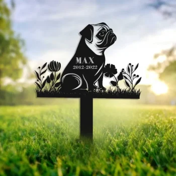 Personalized Dog Memorial Stake, Remembrance Stake, Pugs Stake, Pugs Lover, Metal Stake, Pugs Dog, Sympathy Sign, Pet Grave Marker, Dog Memorial