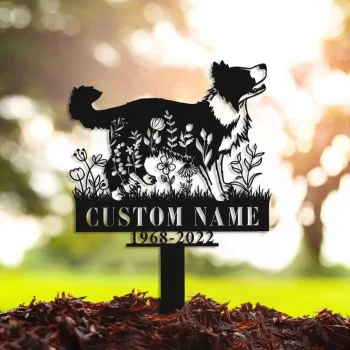 Custom Border Collie Memorial Stake Sign, Pet Loss Gift, Sympathy Sign, Remembrance Stake, Pet Grave Markers Sign, Metal Sign With Stake