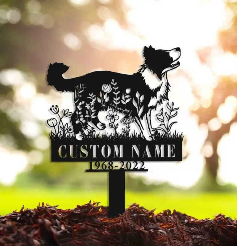 Custom Border Collie Memorial Stake Sign, Pet Loss Gift, Sympathy Sign, Remembrance Stake, Pet Grave Markers Sign, Metal Sign With Stake