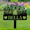 Metal Cat With Butterfly Memorial, Personalized Cat Name Yard, Floral Cat Playing With Butterfly Metal Garden, Custom Cat Flower Garden