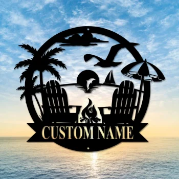 Tropical Themed Personalized Metal Sign- Backyard Sign-backyard Signs- Palm Beach- Outdoor Metal Sign- Beach House- House Decor- Lake House