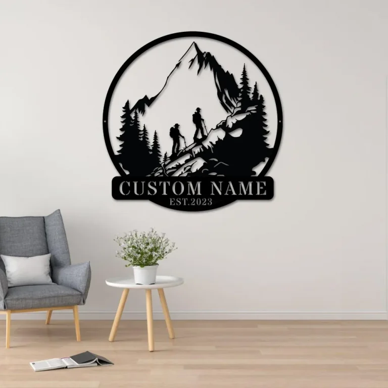 Custom Metal Backpacking Sign, Mountain Hiking Sign, Hiking Wall Decor, Hiker Gift Backpacker Gift, Cabin Decor, Hiking Club, Hiking Couple