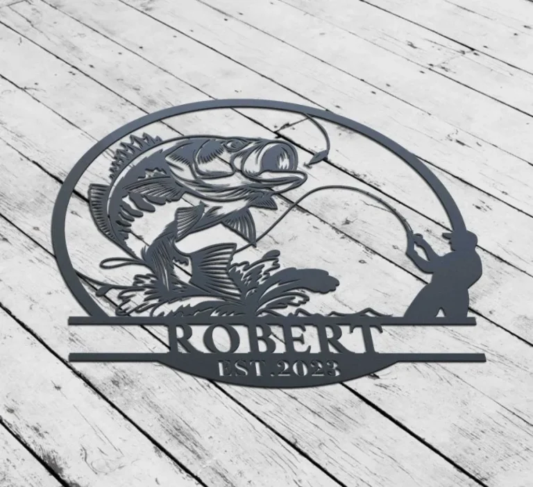 Fishing Metal Sign, Fishing Gift For Men, Men Cave Sign, Fisherman Gift, Custom Fish Name Sign, Bass Fishing Sign, Personalized Fish Wall Art