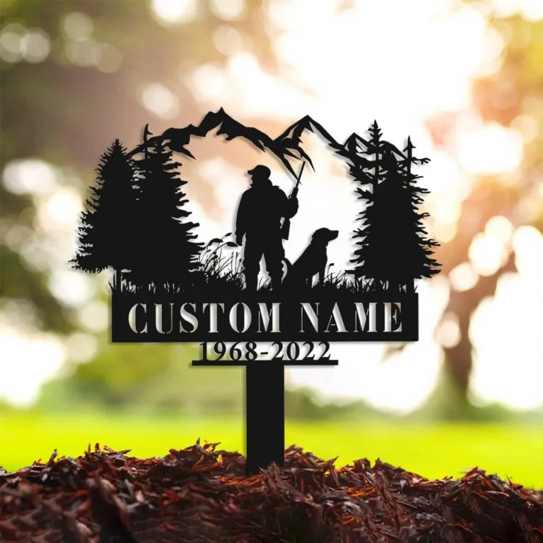 Hunting Dad Memorial Stake Metal, Hunter Memorial Gifts Garden Stake, Grave Marker, Metal Yard Decor, Loss Of Dad Gifts, Father's Day Gift