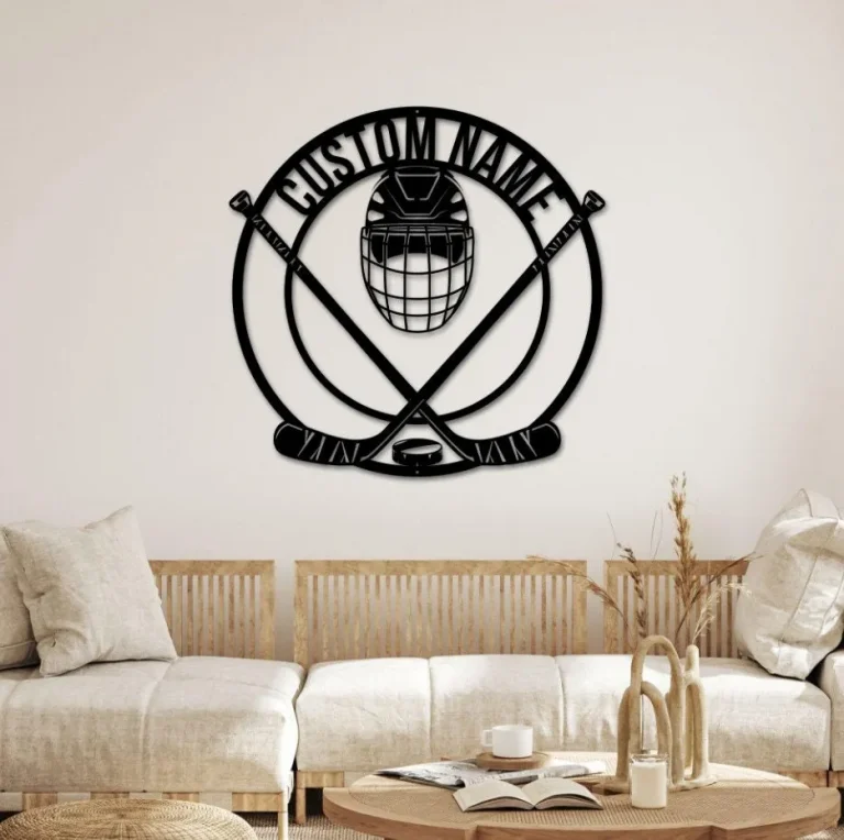 Personalized Hockey Monogram Sign, Sticks Helmet Room Decor Gift For Hockey Player, Gifts For Hockey Lover, Ice Hockey Home Decor, Ice Hockey