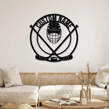 Personalized Hockey Monogram Sign, Sticks Helmet Room Decor Gift For Hockey Player, Gifts For Hockey Lover, Ice Hockey Home Decor, Ice Hockey