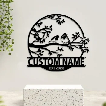 Custom Birds On Branch Metal Sign, Personalized Garden Sign, Garden Decor, Gift For Her, Metal Garden Sign, Custom Garden Sign, Garden Sign