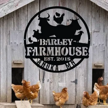 Personalized Metal Farm Sign, Chicken Cow Goat Pig Farm Sign, Outdoor Sign, Custom Metal Farm Sign, Farmhouse Decor, Farmer Gift, Ranch Decor