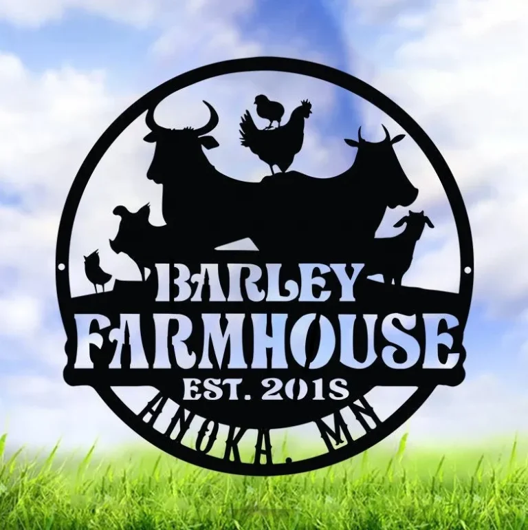 Personalized Metal Farm Sign, Chicken Cow Goat Pig Farm Sign, Outdoor Sign, Custom Metal Farm Sign, Farmhouse Decor, Farmer Gift, Ranch Decor