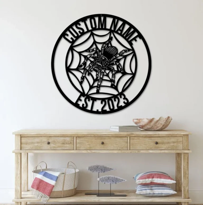 Custom Tarantula Metal Wall Art, Spider Metal Sign, Spiderweb Name Sign, Home Decor, Spider Kid Nursery Decoration, Halloween Decor