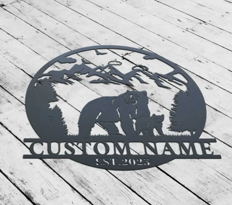 Personalized Bear Metal Sign, Custom Bear Sign, Outdoor Metal Sign, Gifts, Christmas, Metal Sign, Bear, Custom Metal Sign, Metal Signs