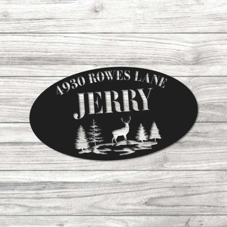 Custom Deer Sign, Oval Address Metal Evergreen Sign, Oval Metal Address Sign, Personal Address Sign, Custom Oval Address Sign, Address Sign