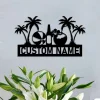 Custom Palm Tree Metal Sign, Poolside Sign, Poolside Gift, Personalized Pool Metal Wall Art For Poolside, Pool House, Beach House Decor