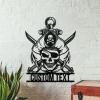 Custom Pirate Skull And Swords Metal Sign, Pirate Skull And Swords Gift, Man Cave Decor, Unique Gift, Wall Decor, Pirate Skull Sign, Home Decor