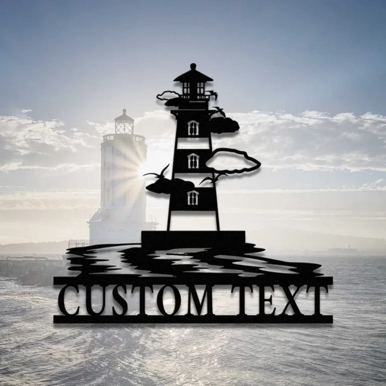 Personalized Lighthouse Sign Name, Lighthouse Metal Sign, Indoor Decor, Lighthouse Monogram, Custom Lighthouse Wall Art, Lighthouse Wall Decor