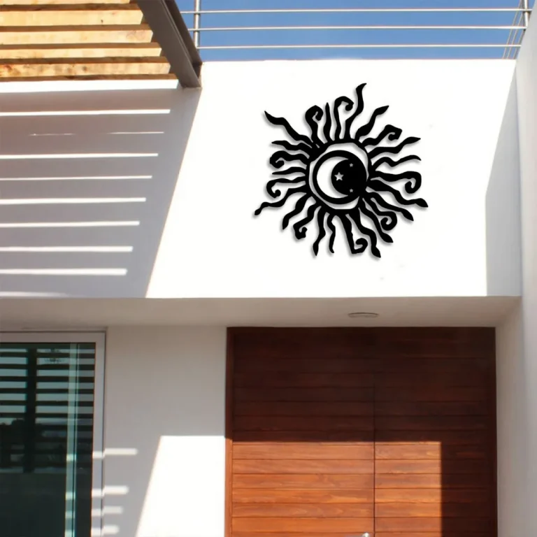 Handcrafted Sun, The Moon, Wacky Sun Sign, Moon And Sun, The Sun And The Stars Metal Wall Art, Indoor Covered Patio, Moon And Stars Metal Wall Art