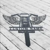 Motorcycle With Wings, Motorcycle Memorial Stake, Custom Metal Stake, Roadside Memorial Cross, Biker Sympathy Gift, Remembrance Plaque Stake