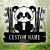 Baby Panda Bear Personalized Metal Wall Decor, Custom Lazy Panda Name Sign Home Decor Kids Nursery Decoration Panda Bear Wall Art, Bear Sign