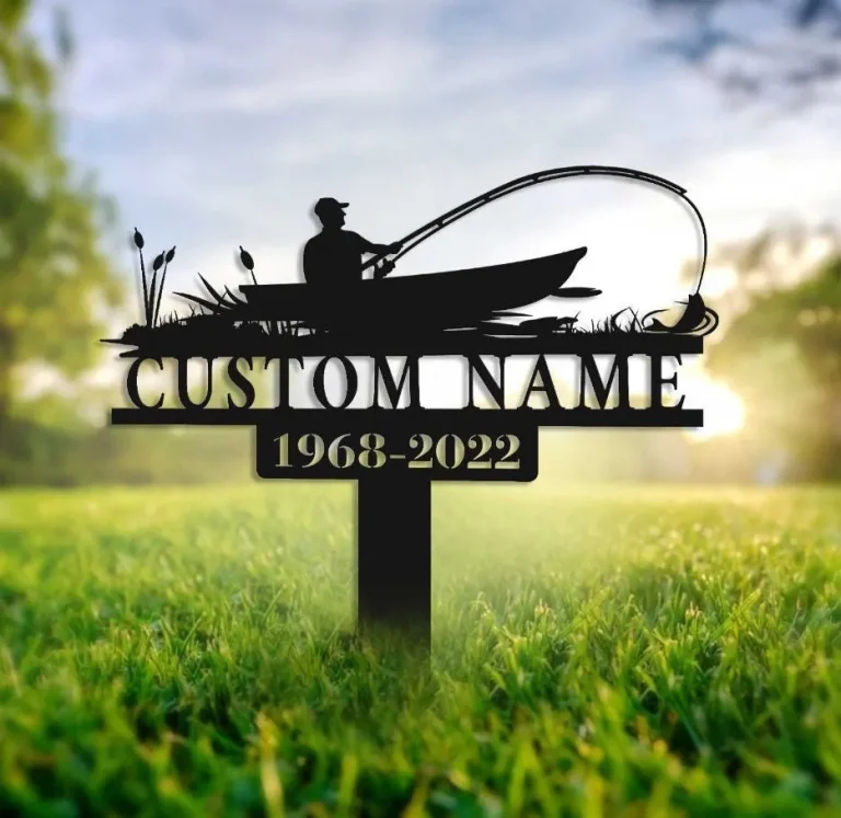 Personalized Fishing Memorial Stake Metal, Custom Fishing Memorial, Fisherman Memorial Gift, Fishing Dad Sympathy, Grave Marker, Fishing Gift