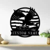 Custom American Eagle Metal Sign, Eagle Metal Wall Art, Personalized Us Large Metal Eagle Wall Sign, Eagle And Mountain Sign Decor, Eagle Decor