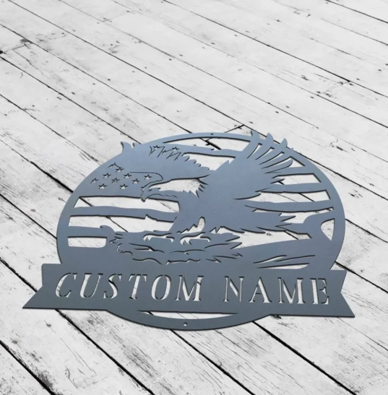 Custom American Eagle Metal Sign, Eagle Metal Wall Art, Personalized Us Large Metal Eagle Wall Sign, Eagle And Mountain Sign Decor, Eagle Decor