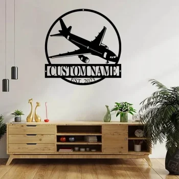 Custom Airplane Metal Wall Art, Personalized Pilot Name Sign, Custom Aviation Lover, Man Cave Sign, Airplane Sign, Personalized Airplane Sign