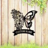 Custom Butterfly Wall Art, Butterfly Flower Sign, Butterfly Monogram, Garden Gift, Butterfly With Flowers, Personalized Garden Sign