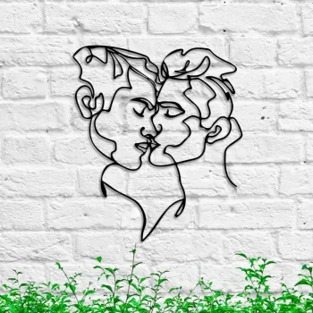 Lgbt Gay Couple Art, Gay Couple Wall Art, Interior Design, Kissing Gay Couple Metal Wall Decor, Lgbtq Minimalist Line Art, Gay Couple Gift