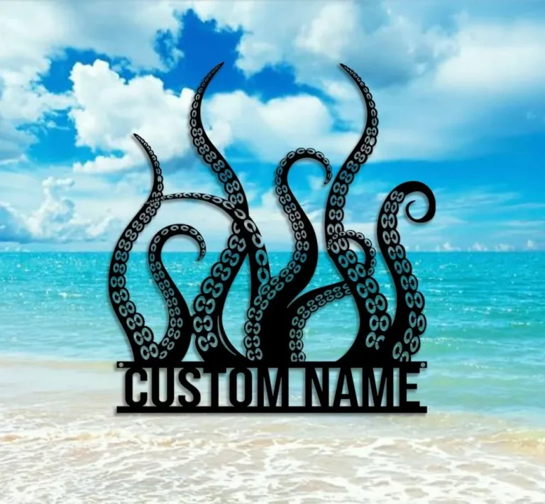 Custom Octopus Tentacles Metal Wall Art, Personalized Octopus Lover Name Sign, Octopus Lover, Octopus Sign, Octopus Gift, Kid Room Decor