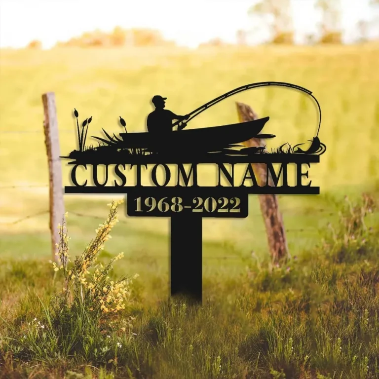 Fishing Memorial Stake Metal, Custom Fishing Memorial, Fisherman Memorial Gift, Fishing Dad Sympathy, Grave Marker, Fishing Gift Memorial