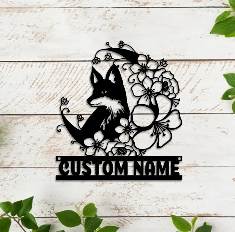 Floral Fox Metal Wall Art, Fox Metal Sign, Wildlife Metal Sign, Fox Collection, Fox Lover Gift Animal Lover Gift Fox Wall Hangings Home Decor