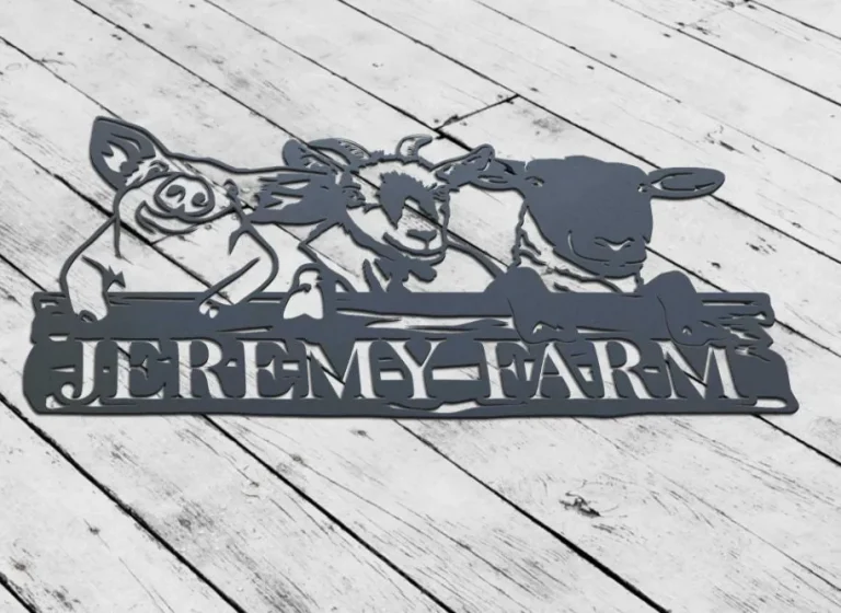 Personalized Outdoor Farm Name Sign, Home Decor, Custom Outdoor Farm Metal Wall Art Hanging, Happy Farm Animals Metal, Farm Sign, Farm