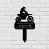 Custom Motorcycle Memorial Stake Sign, Dirt Bike Stake, In Memorial Of Gift, Motorcycle Grave Marker, Biker Cross, Personalized Cemetery Stake