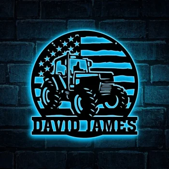 Custom Tractor Driver Metal Sign With Led Lights, Personalized Farm Tractor Name Sign, Home Decor, Farm Tractor Sign, Farmhouse Decor, Farm Sign