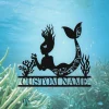 Custom Mermaid Metal Monogram Sign, Mermaid Sign, Personalized Mermaid Name Sign, Mermaid Home Decor, Mermaid Gift, Mermaid Lover Gift