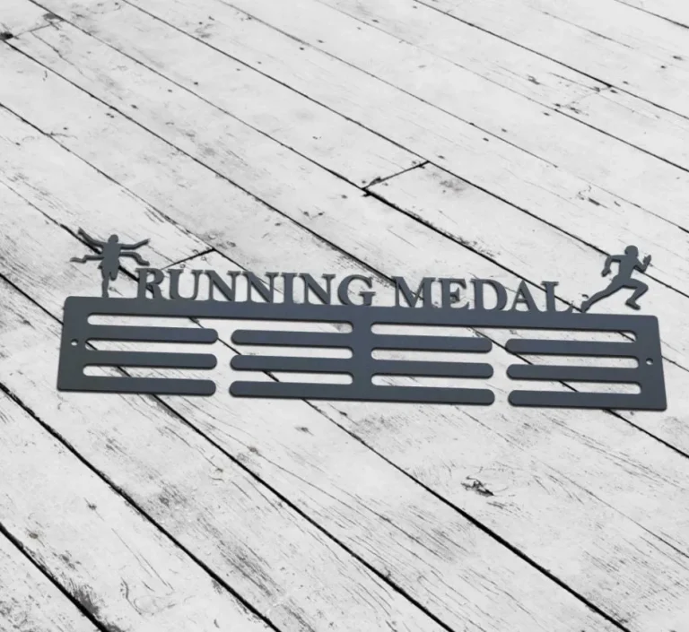 Running Custom Name Medal Hanger Monogram, Kids Room Sports Decor, Running Sign, 12 Rungs For Medals & Ribbons, Medal Display, Sports Medals