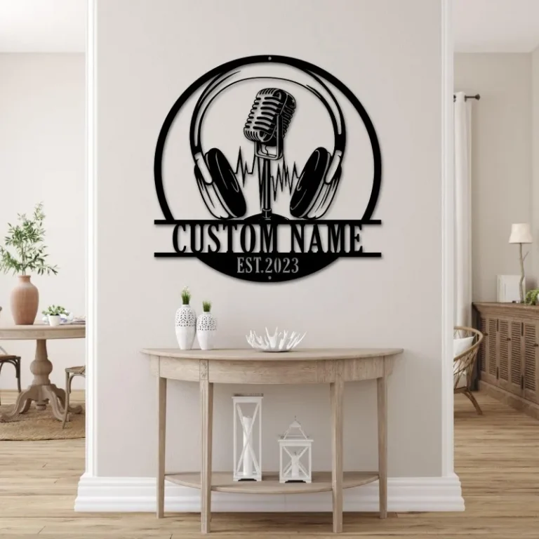 Microphone Metal Sign, Custom Microphone Metal Signs, Musical Instrument Metal Wall Decor, Micro Wall Hanging For Decoration, Gift For Him