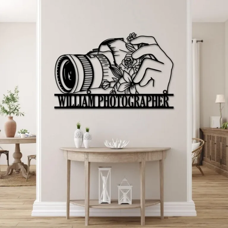Personalized Camera Metal Wall Art, Camera Metal Sign, Camera Decor, Custom Photographer Metal Sign, Photo Studio Decor, Photography Lovers Gift