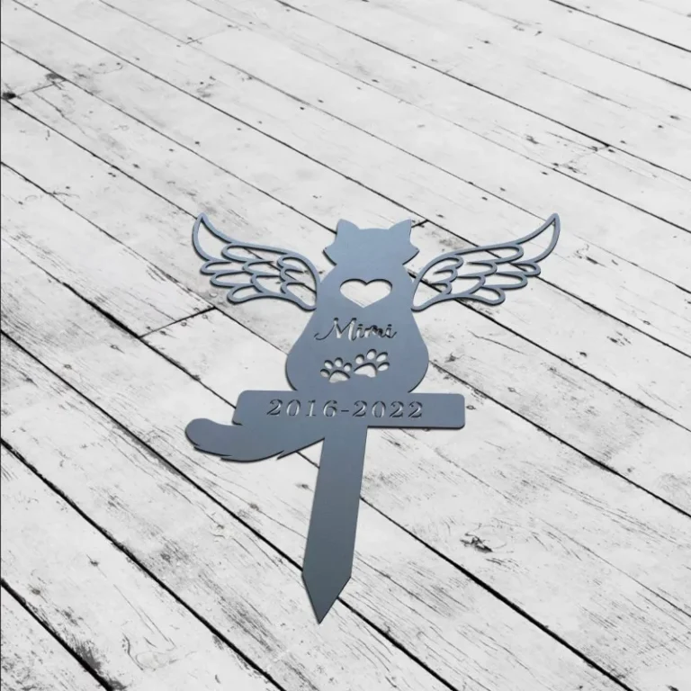 Custom Cat Memorial Stake, Remembrance Stake, Flower Cat Memorial Plaque With Stake, Cat Loss Gift, Sympathy Sign, Pet Grave Markers, Pet Loss