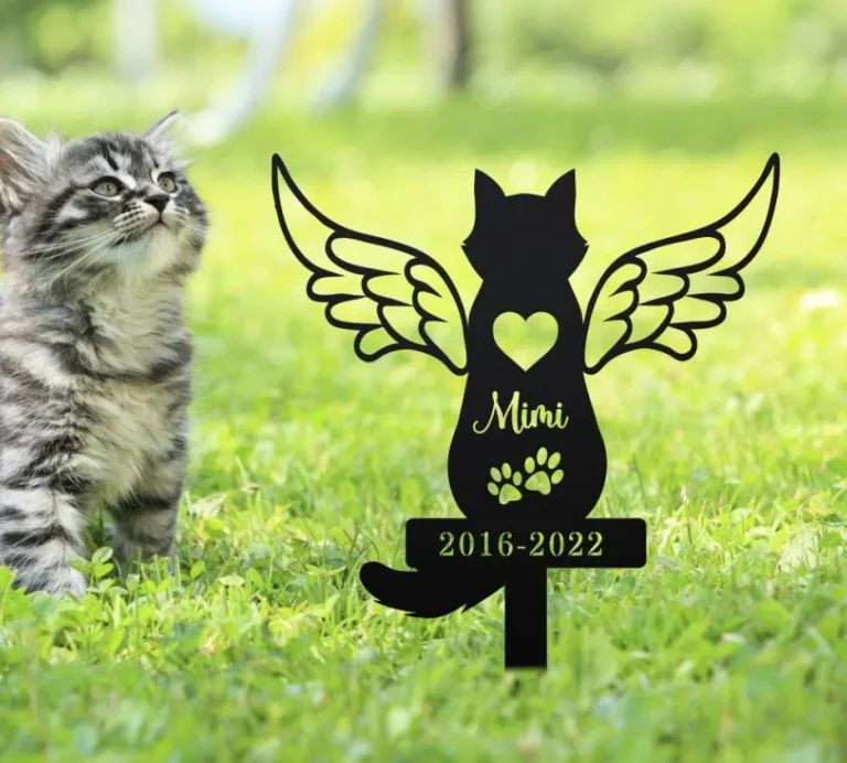 Custom Cat Memorial Stake, Remembrance Stake, Flower Cat Memorial Plaque With Stake, Cat Loss Gift, Sympathy Sign, Pet Grave Markers