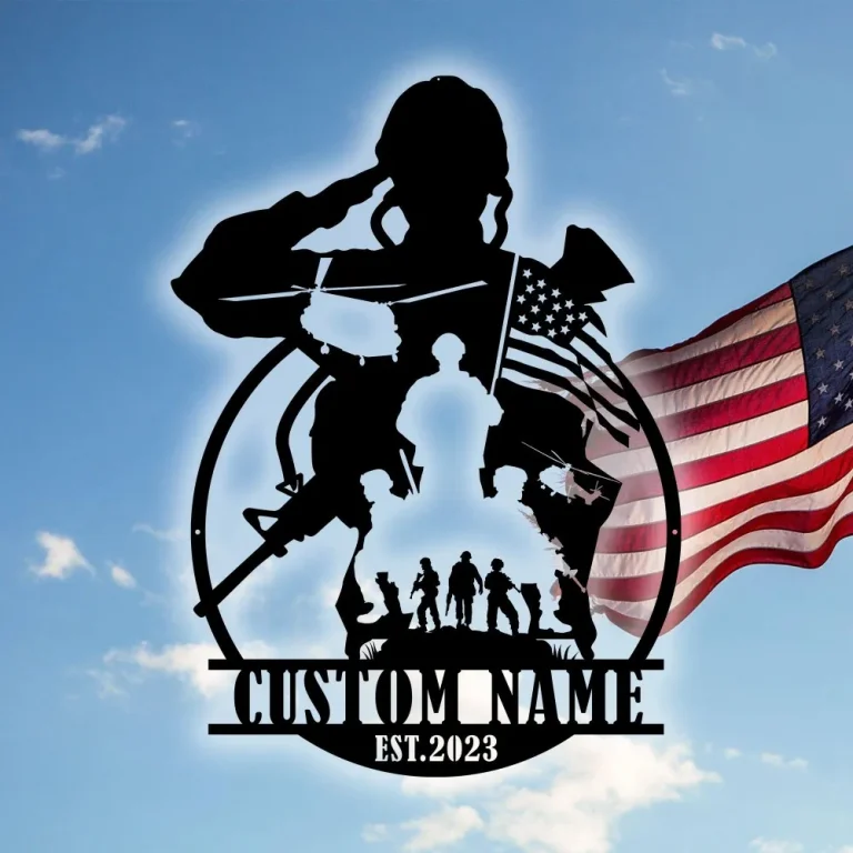 Custom Us Soldier Military Metal Wall Art Personalized American Army Name Sign Home Decor Veteran Patriotic Decor Xmas Gifts Home Decor