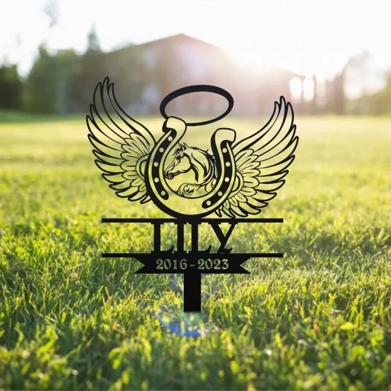 Personalized Horse Memorial Stake, Horseshoes, Horse Memorial Plaque Stake, Horse Loss, Horse Sympathy Signs, Horse Remembrance, Horse Lover