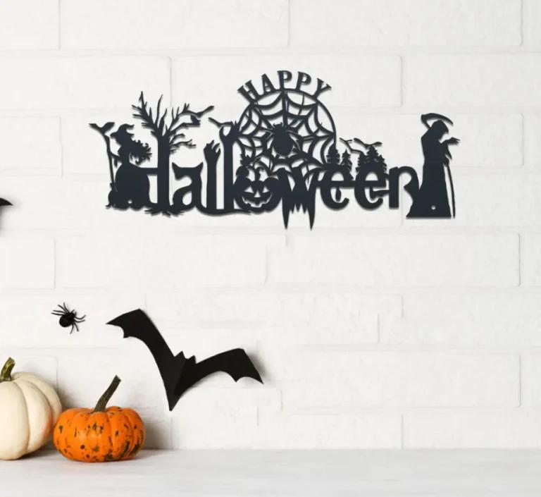 Happy Halloween Metal Wall Art, Raven Halloween Sign, Witches Halloween Decor, Cool Halloween Room Decor, Bat Pumpkin Sign, Halloween Night