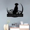 Custom Dog Metal Sign, Metal Dog Decor, Dog On Moon Decor, Home Decor, Dog Wall Decor, Garden Sign, Gift For Pet, Dog Name Sign, Dog Lover Gift